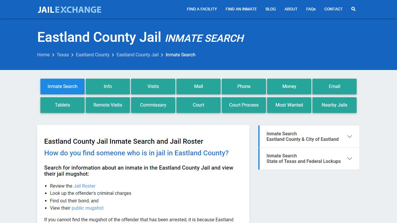 Inmate Search: Roster & Mugshots - Eastland County Jail, TX - Jail Exchange